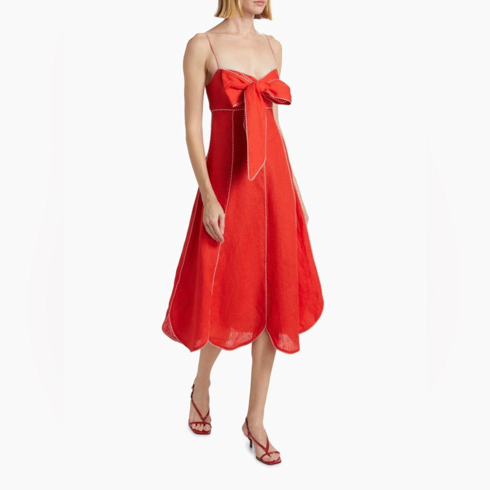 SOLD | HOST PICK 🎊 FARM Rio Bow Linen Midi Dress NWT Size Small